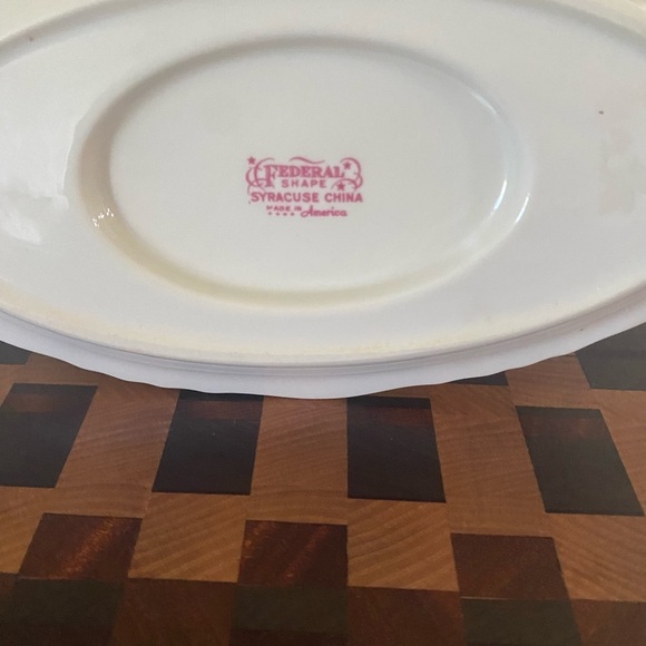 Vtg Cynthia by Syracuse Pink Floral Gold Trim Gravy Boat Attached Under Plate - Picture 10 of 10